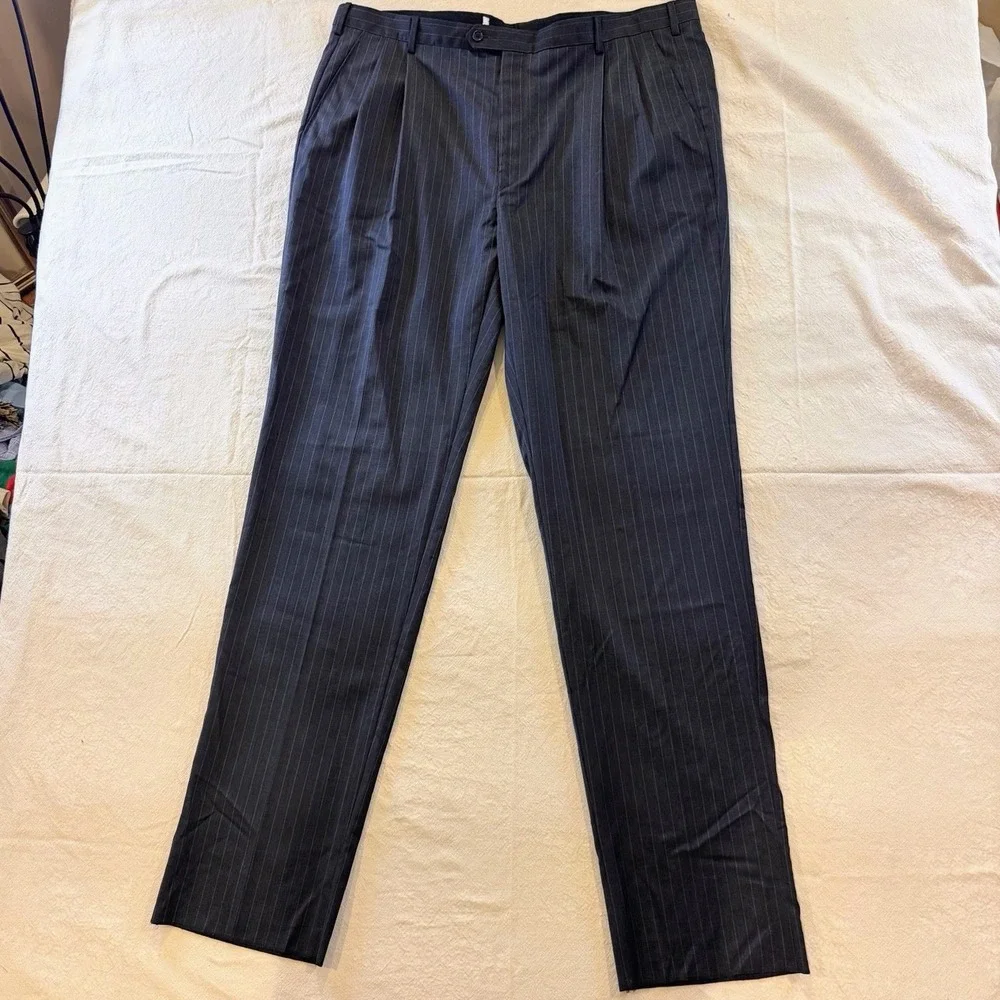 Brooks Brothers 1818 Madison Wool Dress Pants Mens 42x39 Pleated Pinstripe Italy